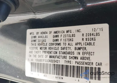 2016 Acura Tlx Tech z USA, uszkodzony, nr VIN 19UUB1F50GA005421